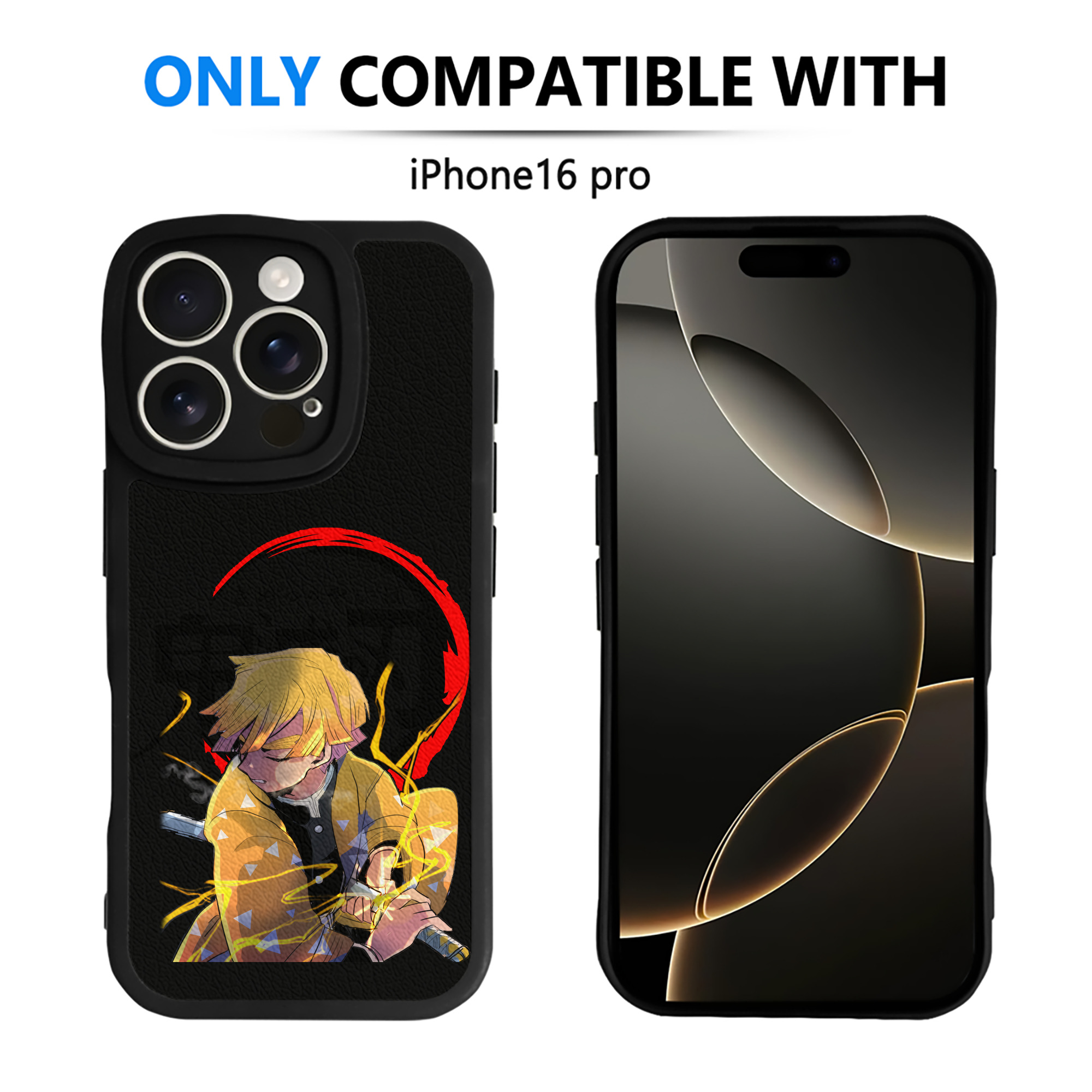 （画像用） 鬼滅の刃（きめつのやいば）我妻 善逸／あがつま ぜんいつ Agatsuma Zenitsu 【iPhone 16シリーズ対応】シリコンスマホケース（レザー調） 材質：シリコン